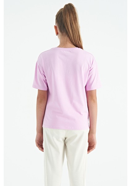 T13KG-75116_01 Kız Garson Oversize T-Shirt O Yaka Suprem