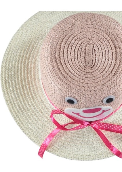 Kız Çocuk Hasır Fötr Plaj Şapka Rattan Model 5/10 Yaş