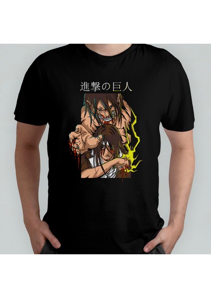 Attack On Titan Eren Jaeger_ %100 Pamuklu Bisiklet Yaka T-Shirt Model 18