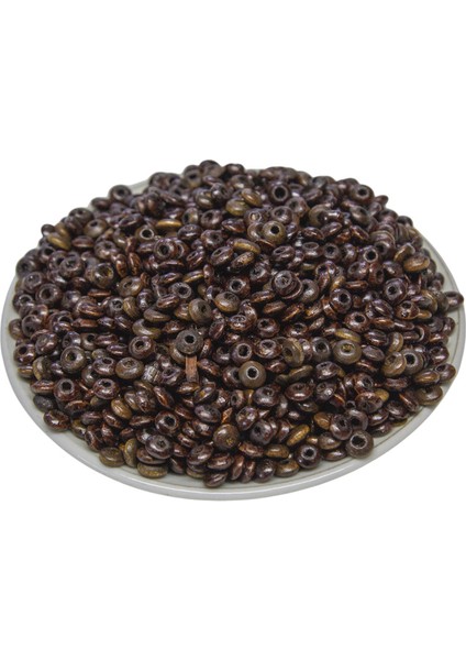6 mm Aladdin Kahve Rengi Orta Boy Mercimek Ahşap Boncuk 50 Gr