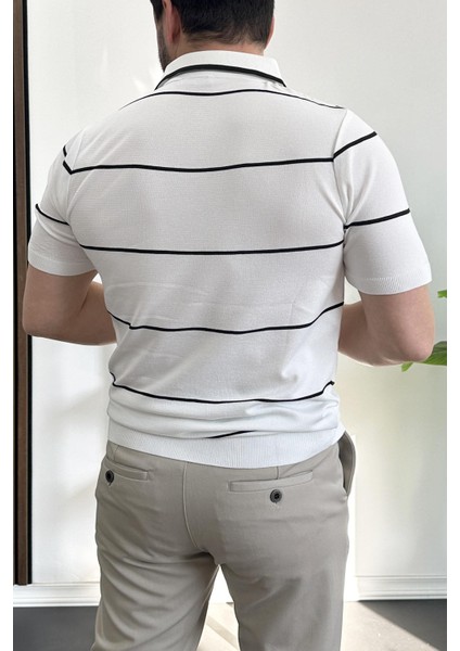 Erkek Açık Yaka Yan Çizgili Tişört Yeşil EDW259 modelleri