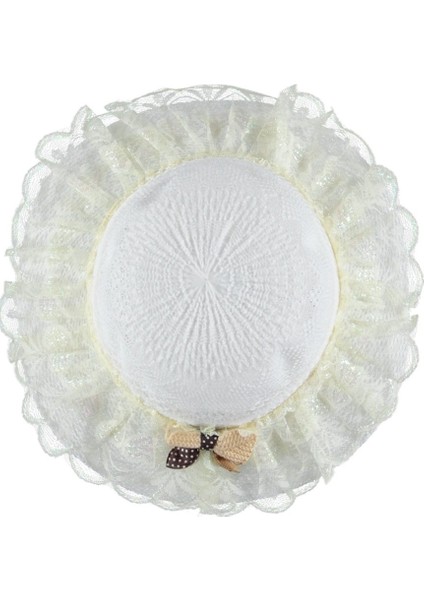 Kız Çocuk Hasır Fötr Plaj Şapka Tüllü Rattan Model 4/8 Yaş