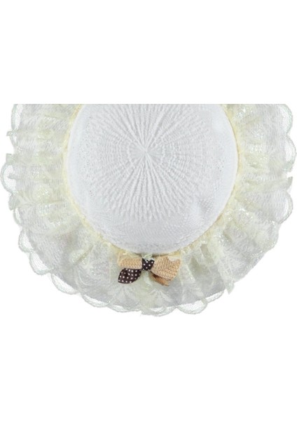 Kız Çocuk Hasır Fötr Plaj Şapka Tüllü Rattan Model 4/8 Yaş