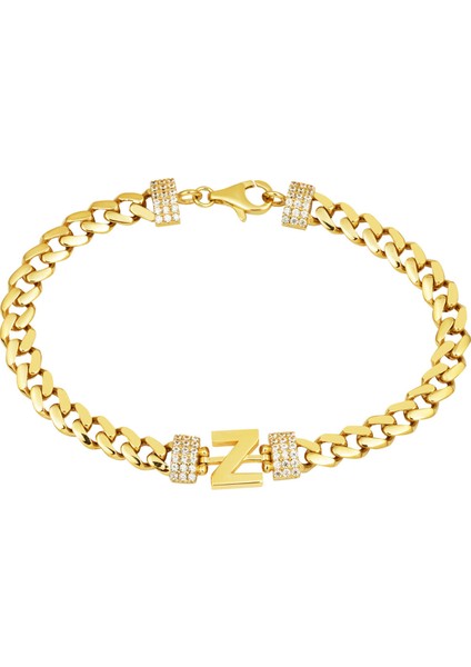 14 Ayar Z Baş Harfll Gurmet Altın Bileklik