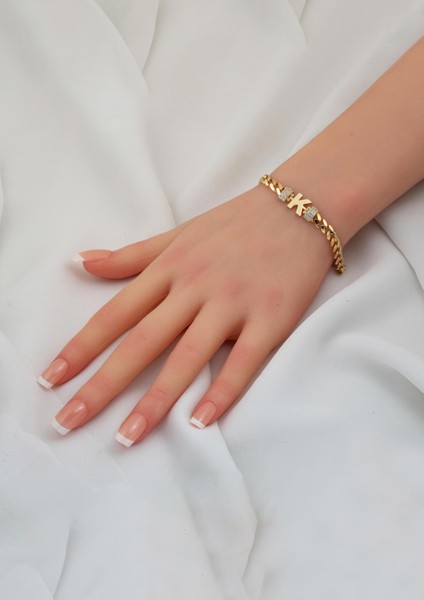 Gurmet Zincir K Harfli 14 Ayar Altın Bileklik modelleri