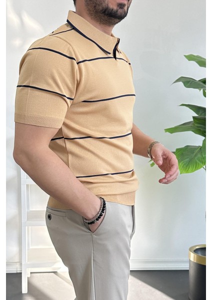 Erkek Açık Yaka Yan Çizgili Tişört Yeşil EDW259 fiyatları