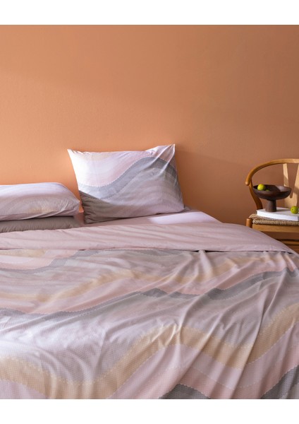 Suivre King Size %100 Pamuk Ranforce Baskılı Nevresim Takımı - Pudra/koyu Pudra fiyatları