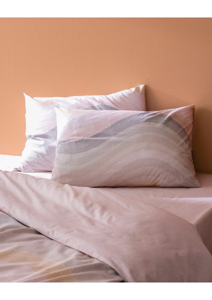 Suivre King Size %100 Pamuk Ranforce Baskılı Nevresim Takımı - Pudra/koyu Pudra modelleri