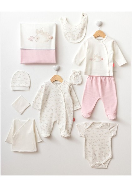 Kız 0-3 Ay Tavşan Baskılı 10'lu Set