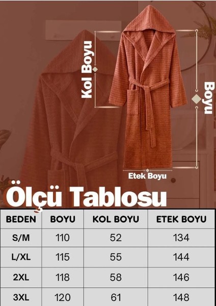 Kapüşonlu Bornoz Doğa Kiremit S/m