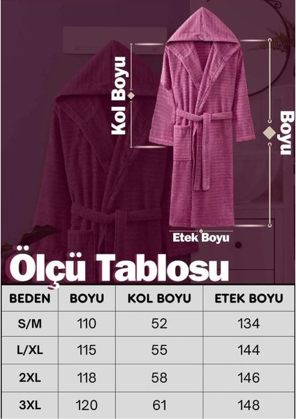 Kapüşonlu Bornoz Doğa Mürdüm L/xl