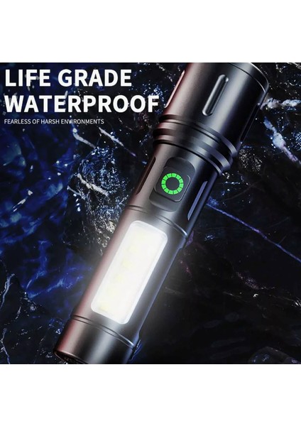 603 USB Şarjlı Yüksek Güç Spot Uzun LED El Feneri Zumlanabilir Ultra Parlak Acil Aydınlatma Feneri