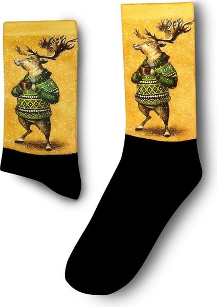 Yılbaşı Geyik Çorap - Unisex