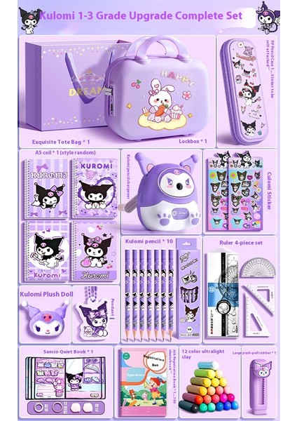 Kuromi Melodi Kırtasiye Seti Okula Başlangıç Için Yüksek Değerli Çocuk Hediye Kutusu Öğrenme Kırtasiye Hediye Paketi (Yurt Dışından)