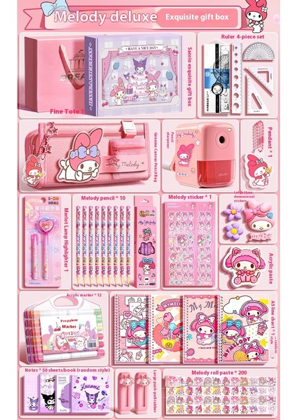Kuromi Melodi Kırtasiye Seti Okula Başlangıç Için Yüksek Değerli Çocuk Hediye Kutusu Öğrenme Kırtasiye Hediye Paketi (Yurt Dışından)