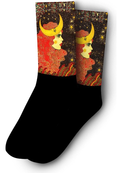 Bohem Kadın ve Ay Burç Çorap - Unisex