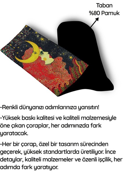 Bohem Kadın ve Ay Burç Çorap - Unisex