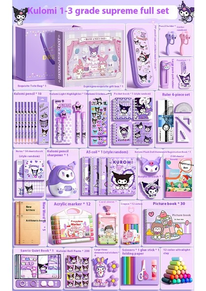 Kuromi Melodi Kırtasiye Seti Okula Başlangıç Için Yüksek Değerli Çocuk Hediye Kutusu Öğrenme Kırtasiye Hediye Paketi (Yurt Dışından)