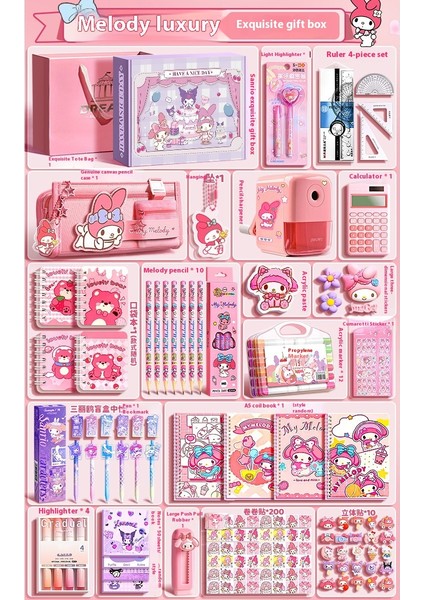 Kuromi Melodi Kırtasiye Seti Okula Başlangıç Için Yüksek Değerli Çocuk Hediye Kutusu Öğrenme Kırtasiye Hediye Paketi (Yurt Dışından)