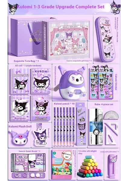 Kuromi Melodi Kırtasiye Seti Okula Başlangıç Için Yüksek Değerli Çocuk Hediye Kutusu Öğrenme Kırtasiye Hediye Paketi (Yurt Dışından)