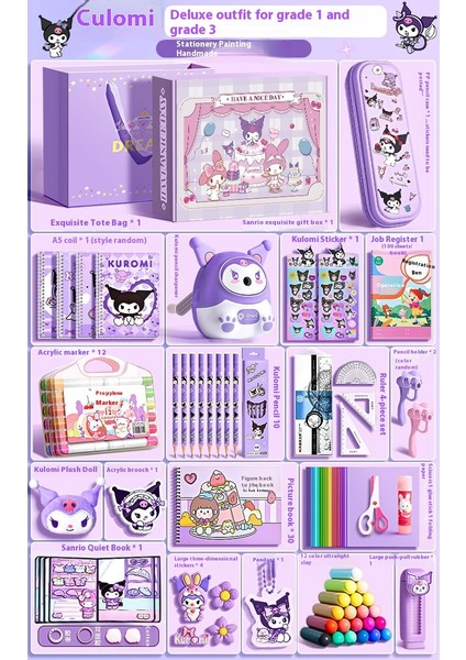 Kuromi Melodi Kırtasiye Seti Okula Başlangıç Için Yüksek Değerli Çocuk Hediye Kutusu Öğrenme Kırtasiye Hediye Paketi (Yurt Dışından)