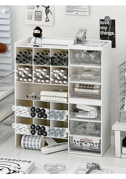 Markör Düzenleyici Eğik Uçlu Kalemlik Çekmeceli Kalem Kutusu (Yurt Dışından)