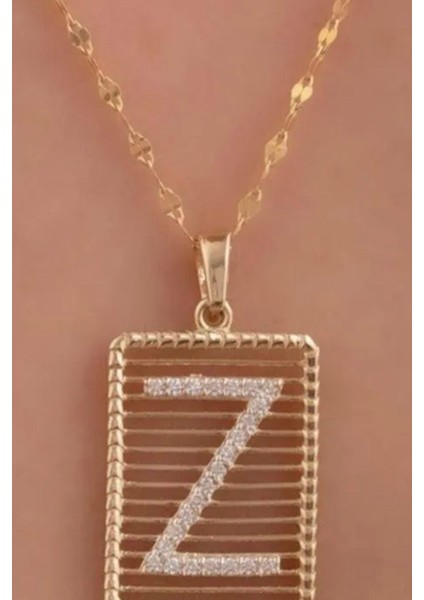 14 Ayar Altın Z Harf Telli Taşlı Kolye modelleri