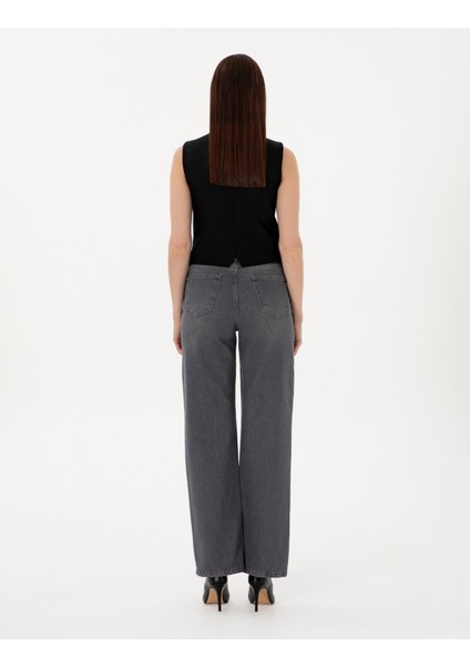Kadın Siyah High Waist Flare Fit Jean Pantolon 50307839-VR046