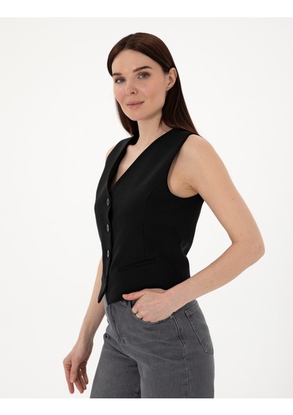 Kadın Siyah Slim Fit Yelek 50300027-VR046 modelleri