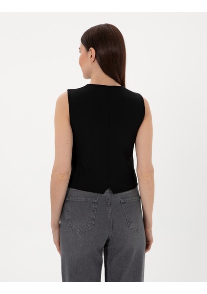 Kadın Siyah Slim Fit Yelek 50300027-VR046 indirimleri