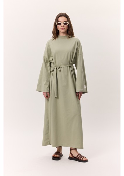 Oversıze Uzun Rahat Elbise Çağla Yeşili indirimleri