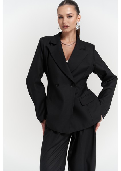 Halvyn Dar Kesim Blazer Siyah Takım