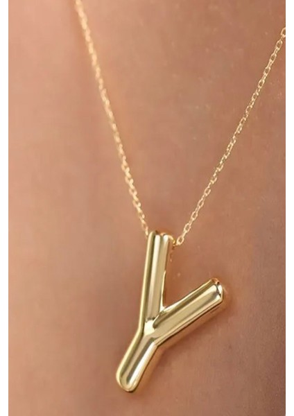 14 Ayar Altın Sade Balon Y Harf Zincir Kolye , Anneye Eşe Sevgiliye Hediye fiyatları