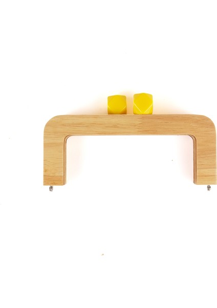 20 cm Ahşap Burs Sarı Akrilik Boncuk Başlıklı Çanta Bursu Natural Renk