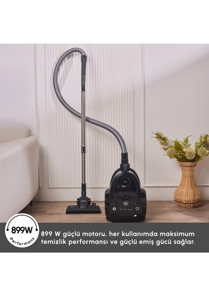 Vantuz Action Force X10 899 Watt Toz Torbasız Elektrikli Süpürge Black