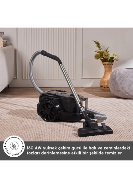 Vantuz Action Force X10 899 Watt Toz Torbasız Elektrikli Süpürge Black