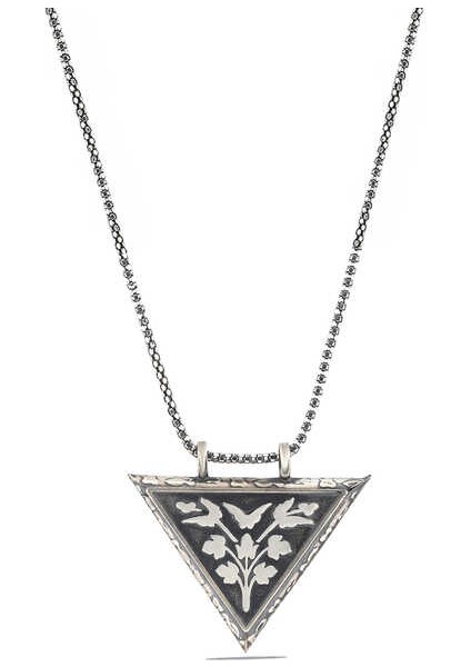 Gümüş Üçgen Içi Açılabilen Çiçek Muskalık Kolye