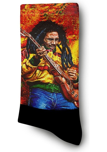 Bob Marley Gitar Renkli Çorap - Unisex