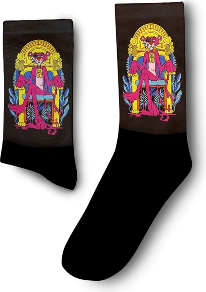 Kral Pembe Panter Çorap - Unisex