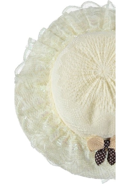 Kız Çocuk Hasır Fötr Plaj Şapka Tüllü Rattan Model 4/8 Yaş