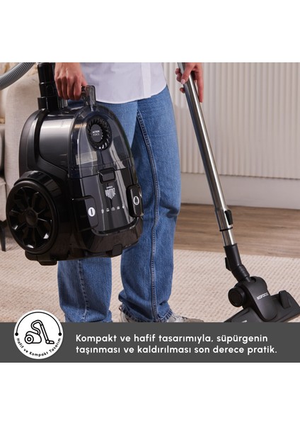 Vantuz Action Force X10 899 Watt Toz Torbasız Elektrikli Süpürge Black