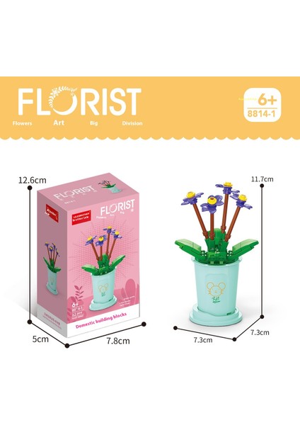 Çiçek Blok Maket Puzzle Yapboz Hediyelik El Yapımı Süs (Yurt Dışından)
