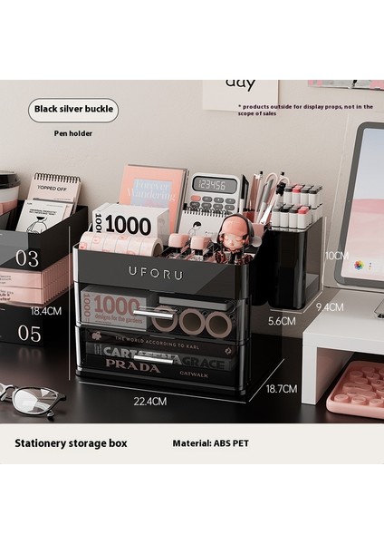 Masaüstü Düzenleyici Eğimli Çekmece Kalemlik Ofis Şeffaf Çok Katmanlı Büyük Kapasiteli Kırtasiye Düzenleyici (Yurt Dışından)