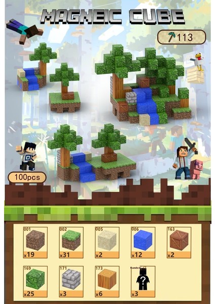 Benim Dünyam Manyetik Oyuncaklar Puzzle Küp Yapı Taşları (Yurt Dışından)