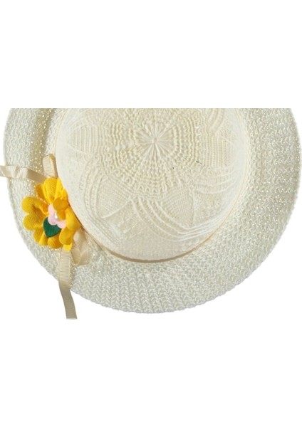 Kız Çocuk Hasır Rattan Model Plaj Yazlık Şapka Örgü Şapka 4/8 Yaş