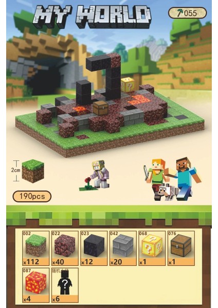 Mc Minecraft Manyetik Küpler Montaj Dıy Yapı Taşları Çocuklar Için Bulmaca Modeli Oyuncaklar (Yurt Dışından)