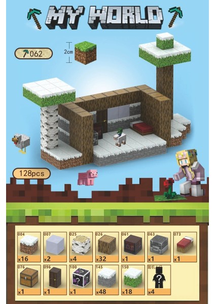 Mc Minecraft Manyetik Küpler Montaj Dıy Yapı Taşları Çocuklar Için Bulmaca Modeli Oyuncaklar (Yurt Dışından)