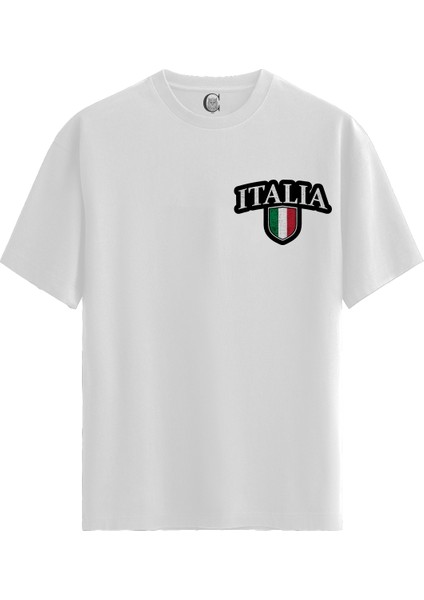 Italia - Pamuklu Erkek Beyaz Tişört - Premium Quality