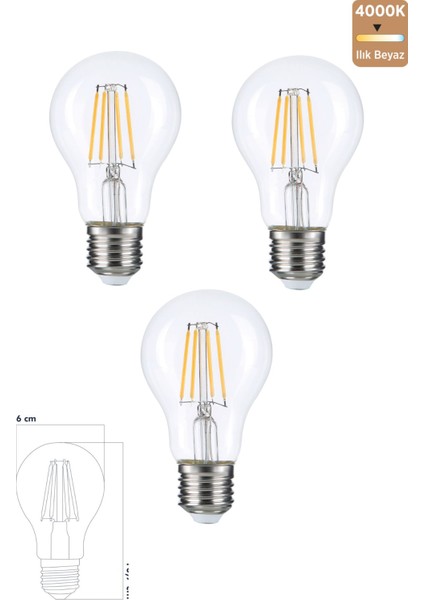 E27 220V 6W 4000K Filament LED Ampul ERD-283