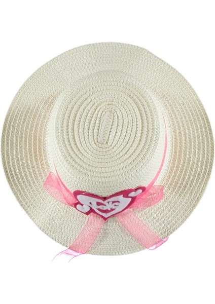 Kız Çocuk Hasır Fötr Plaj Şapka Rattan Tasarım 5/10 Yaş